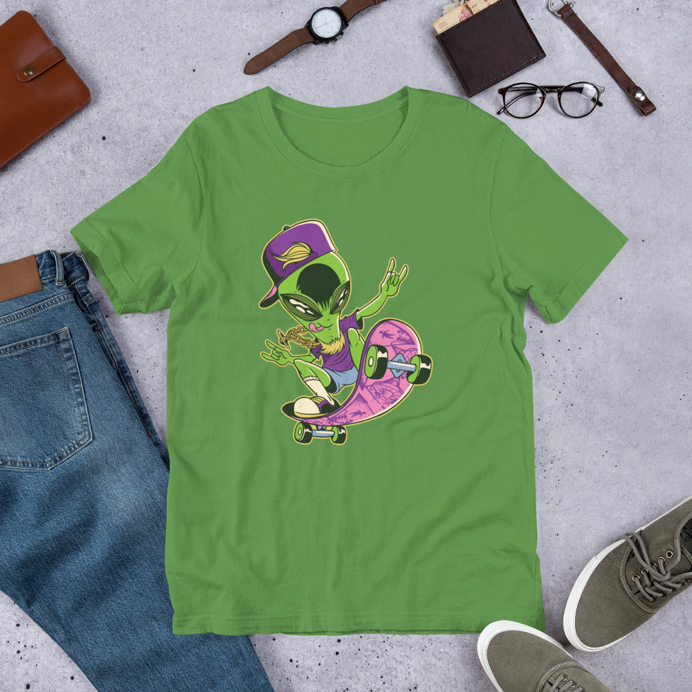 Alien Skater Half-Sleeve T-Shirt — Leaf