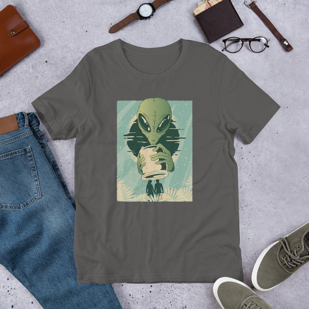 Alien Humans Abstract Half-Sleeve T-Shirt — Asphalt