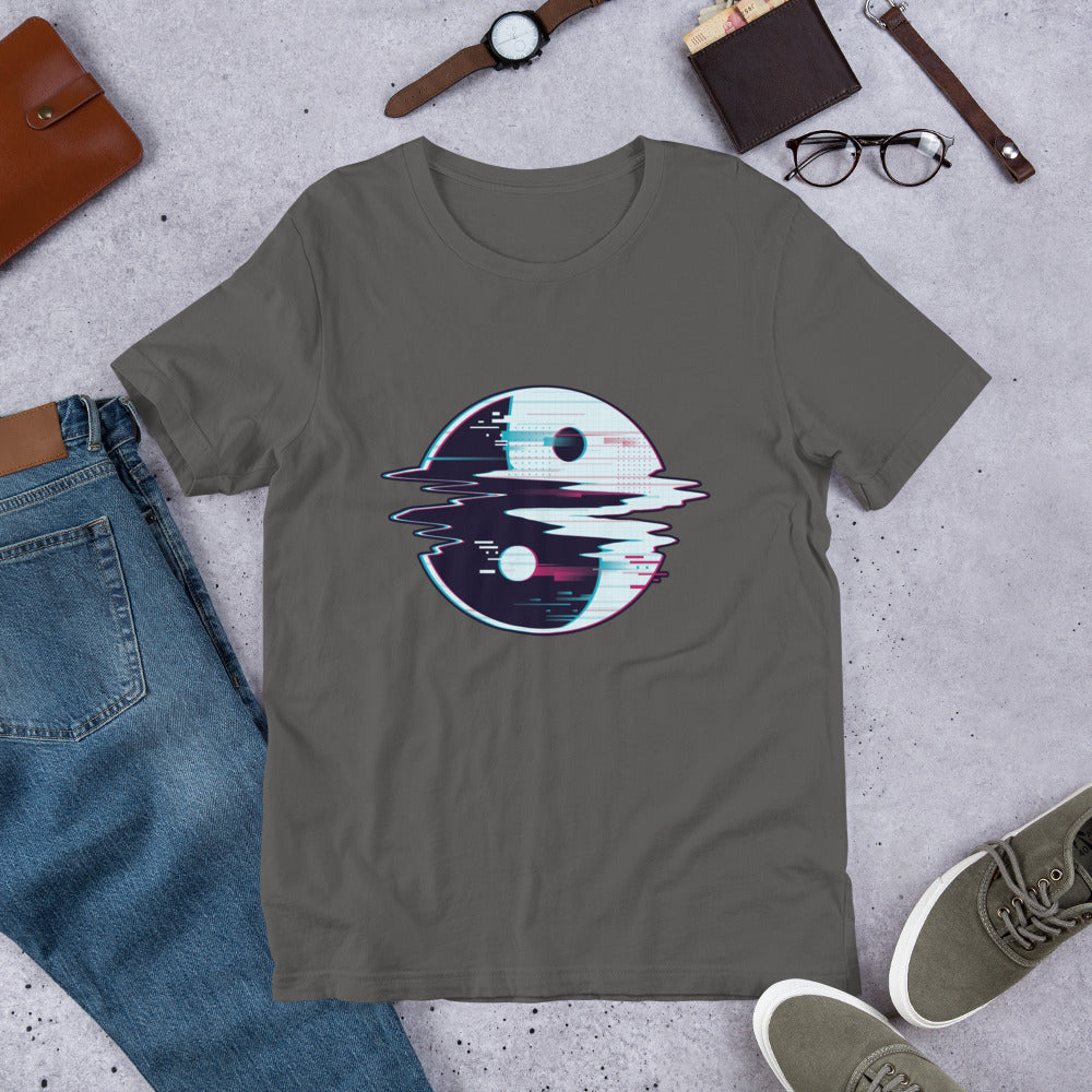 Yin Yang Glitch Half-Sleeve T-Shirt — Asphalt