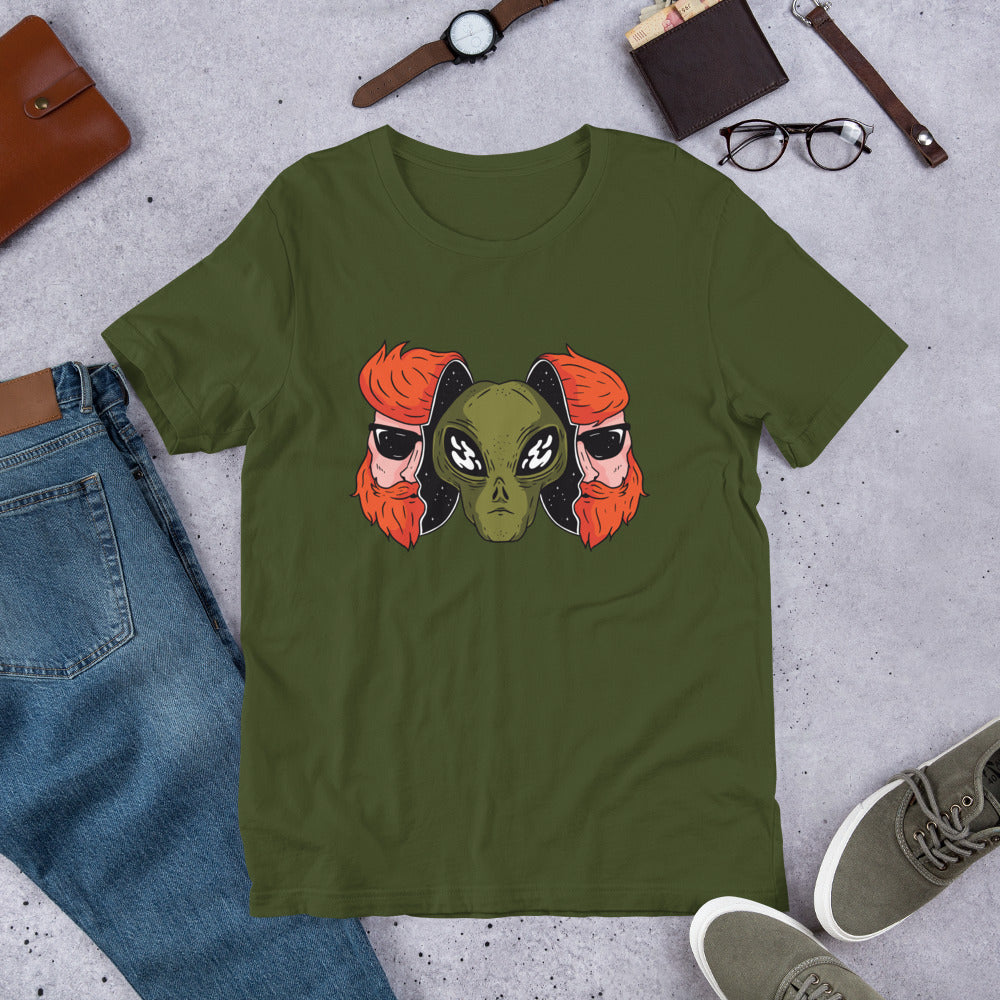 Alien Hipster Half-Sleeve T-Shirt — Olive