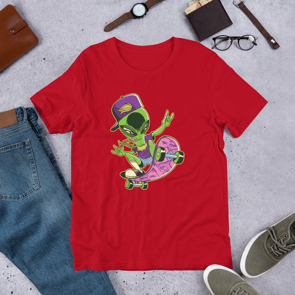 Alien Skater Half-Sleeve T-Shirt — Red