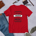 All You Need Is Music Half Sleeve T-Shirt — Red