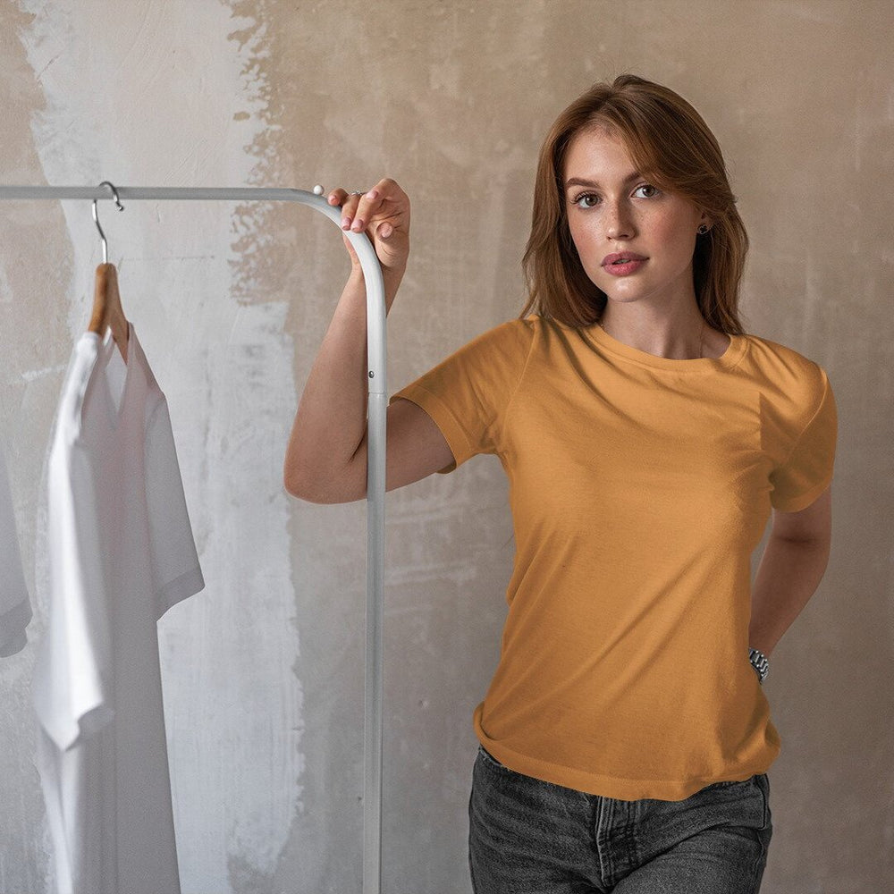 Women's Plain Half Sleeve T-Shirt — Mustard