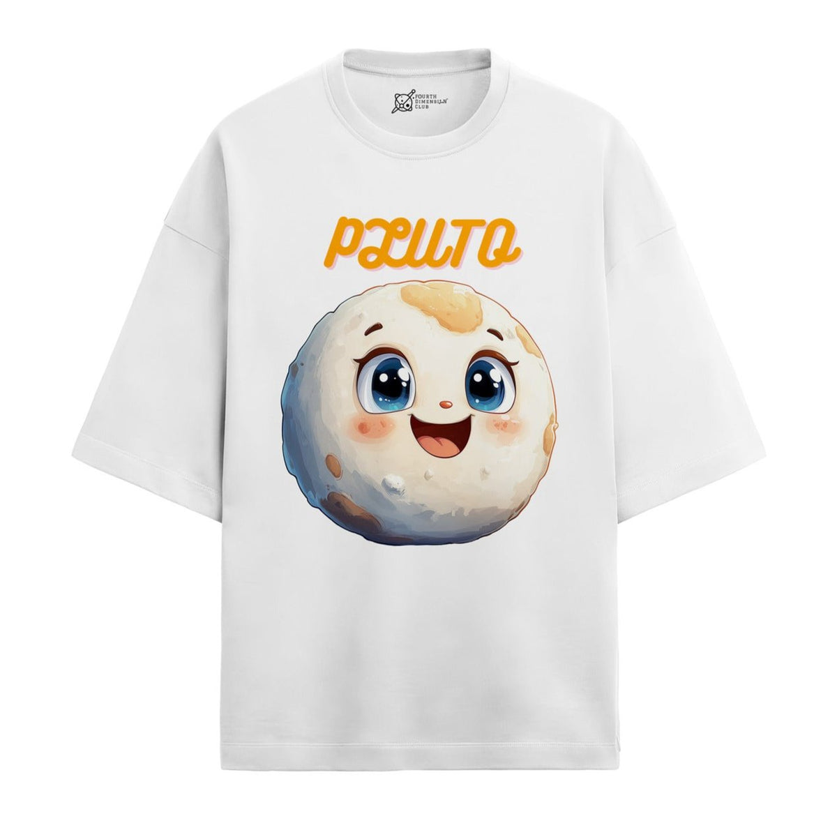 Pluto Oversized French Terry T-Shirt — white-1