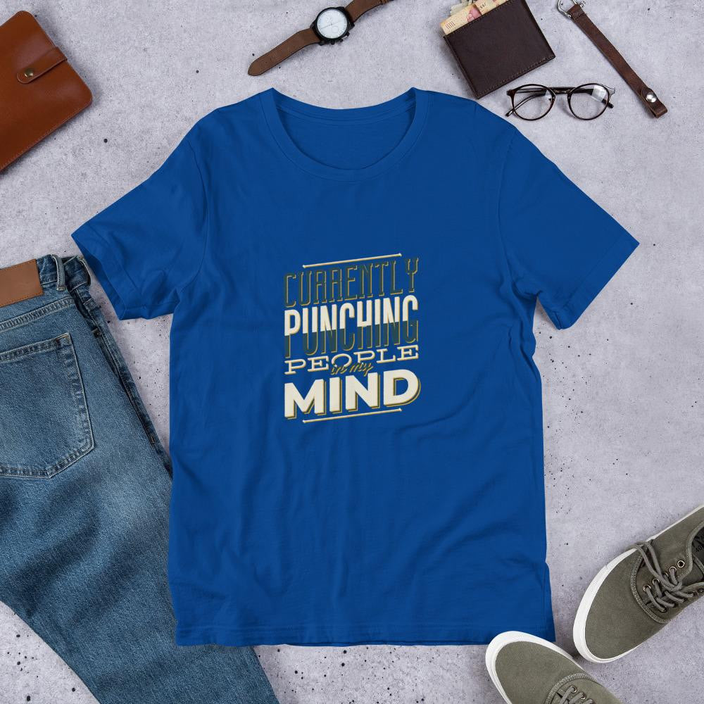 Punching People half Sleeve T-Shirt — Blue