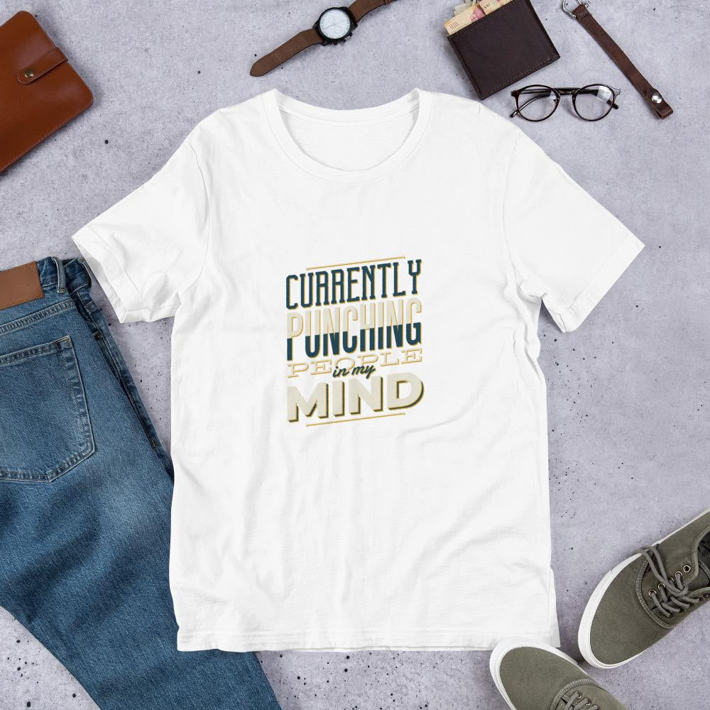 Punching People half Sleeve T-Shirt — White