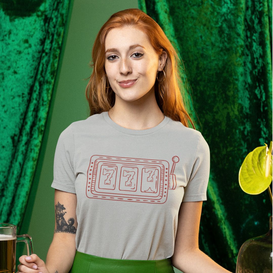 Red cotton t-shirt with Red Slot Machine print