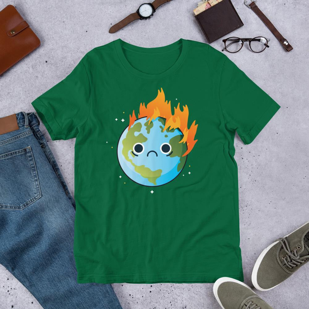 Burning Sad Earth Half Sleeve T-Shirt — Green