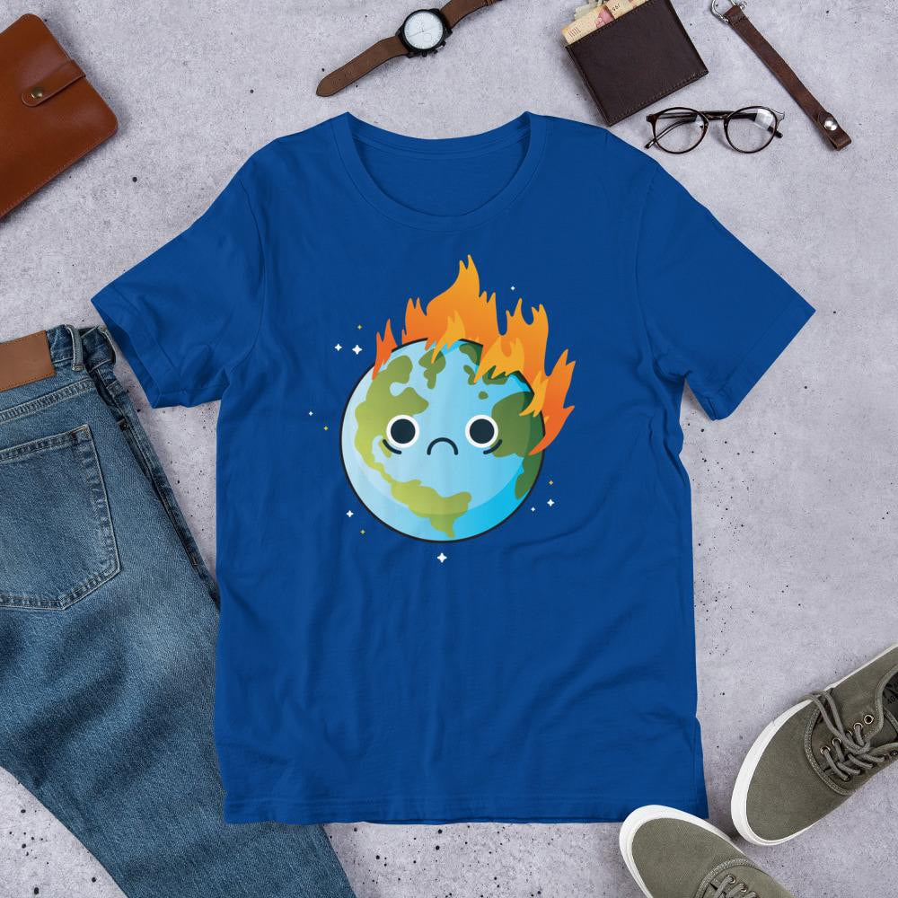 Burning Sad Earth Half Sleeve T-Shirt — Blue