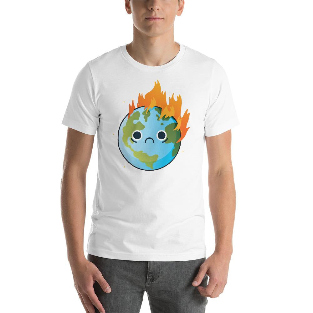 Burning Sad Earth Half Sleeve T-Shirt — White (2)