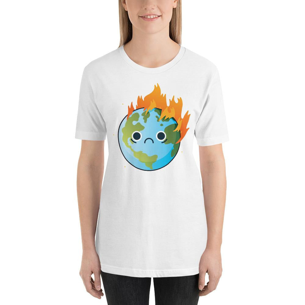 Burning Sad Earth environment science tee – Fourth Dimension Club