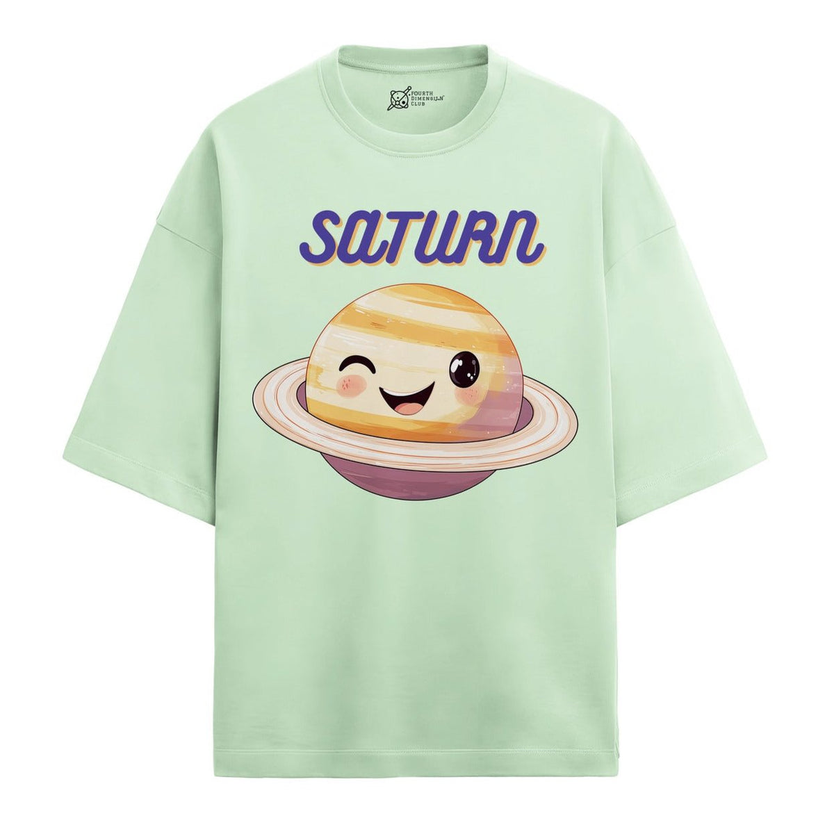 French terry oversized t-shirt with Saturn print