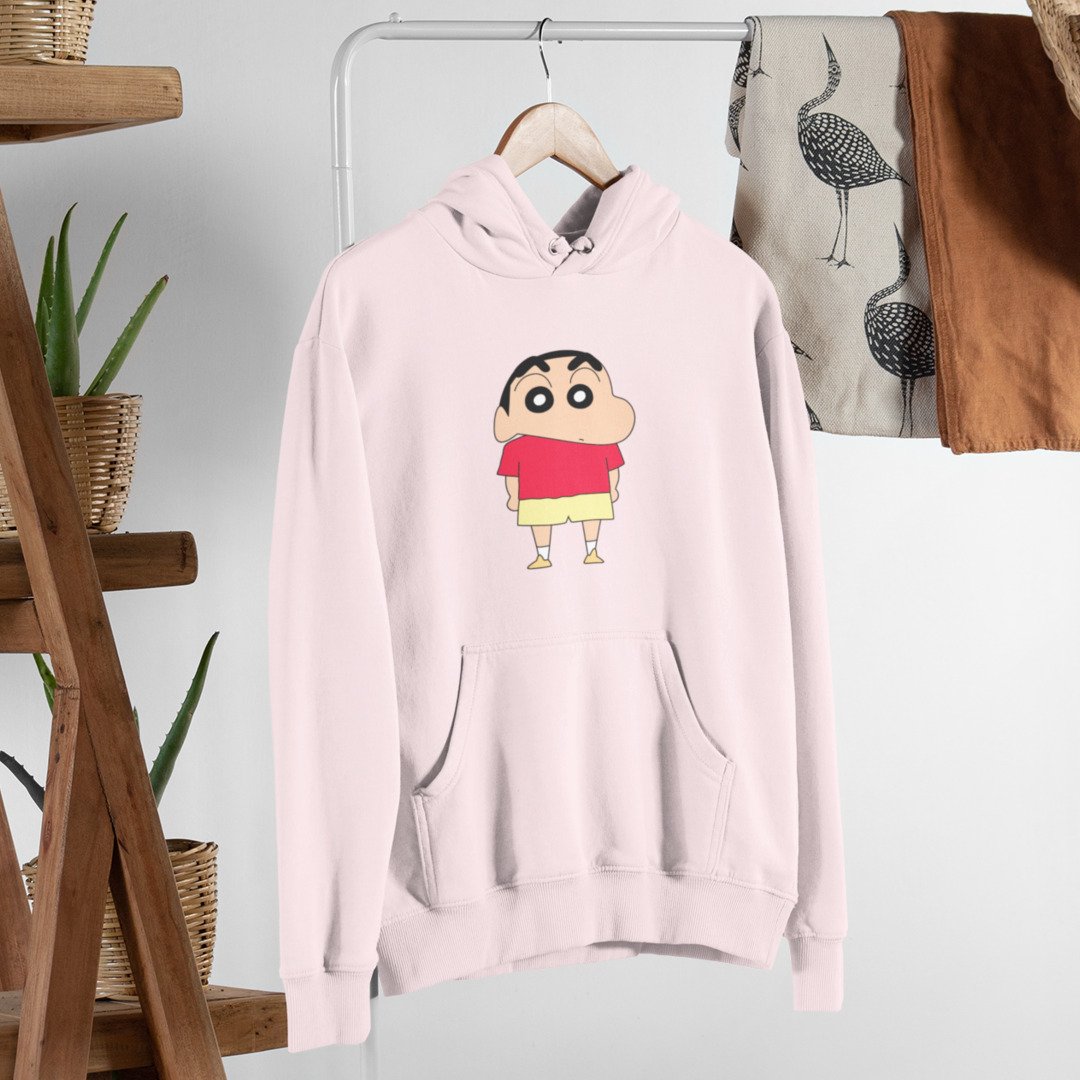 Shinchan Unisex Hooded Sweatshirt — Light Pink