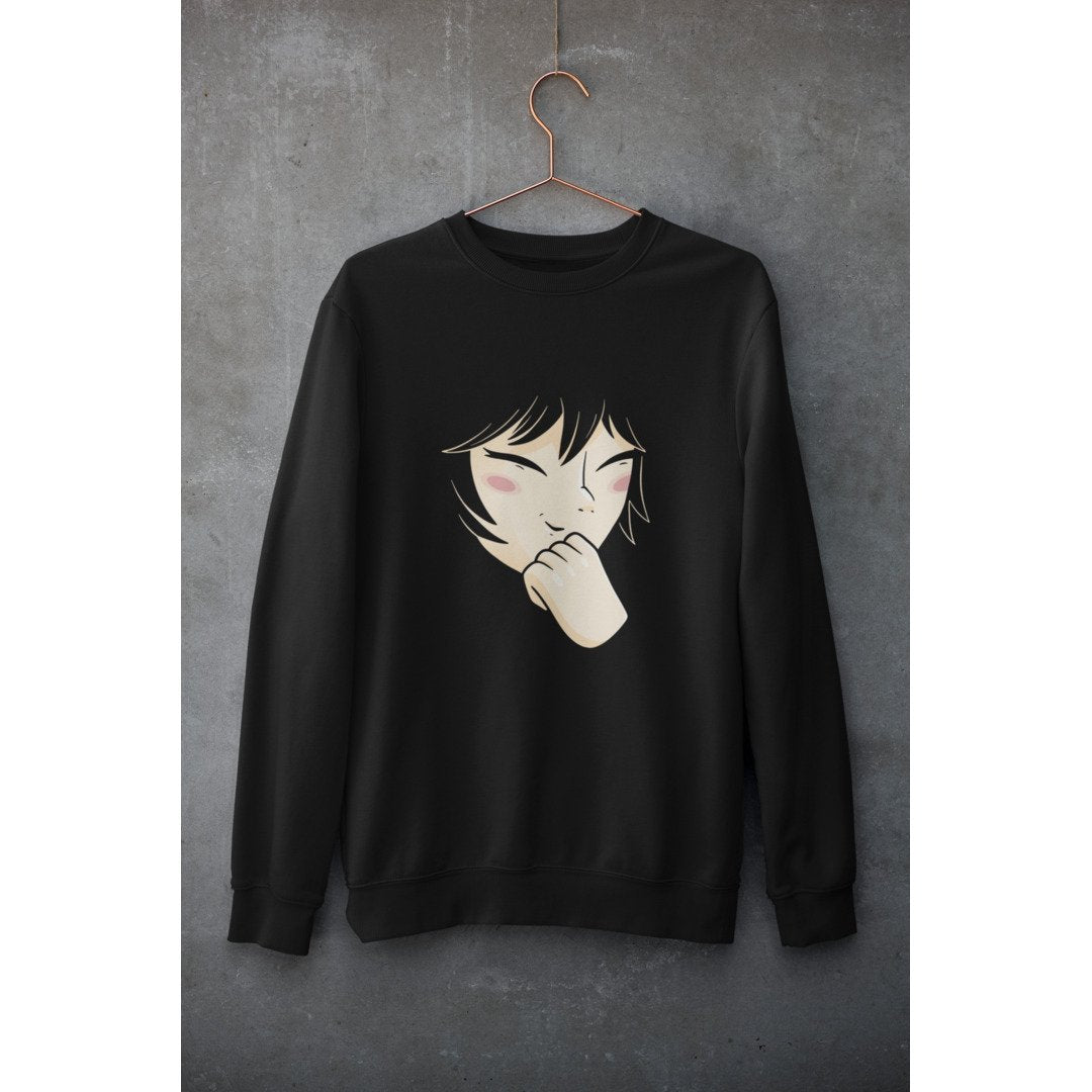 Smiling Anime Girl graphic sweatshirt – Fourth Dimension Club