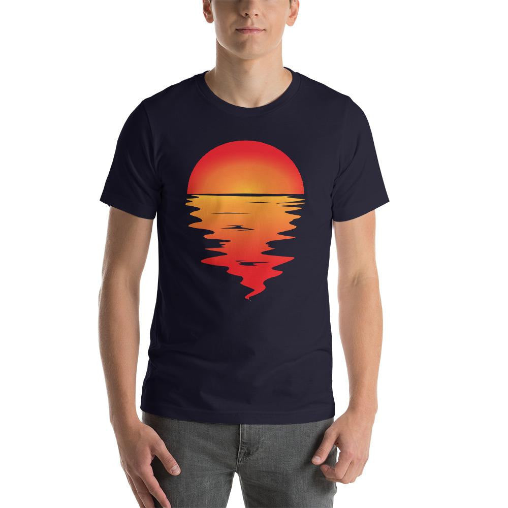 Sunset Reflection Half Sleeve T-Shirt — Navy (2)