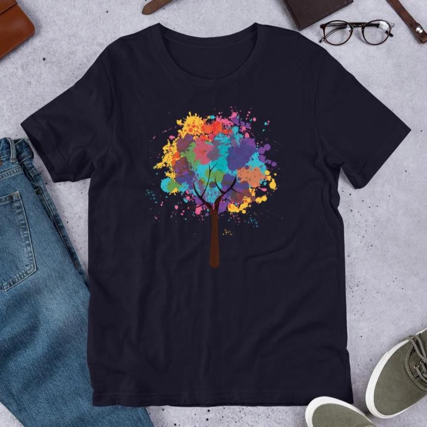 Abstract Tree Half Sleeve T-Shirt — Navy
