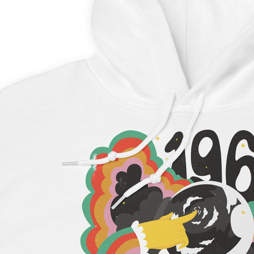 1969 Cosmic Voyager Hooded Sweatshirt — white