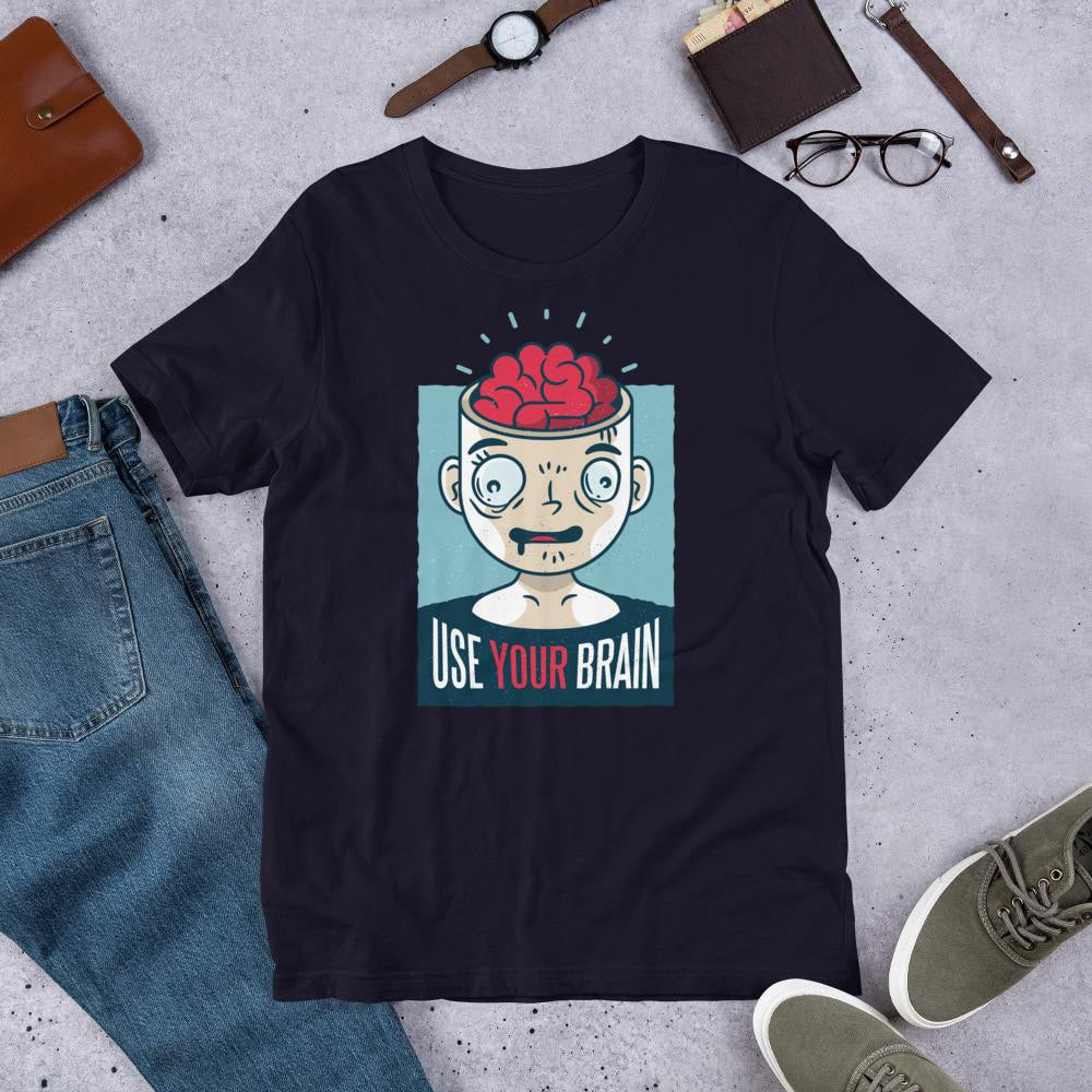 Use Your Brain Half Sleeve T-Shirt — Navy