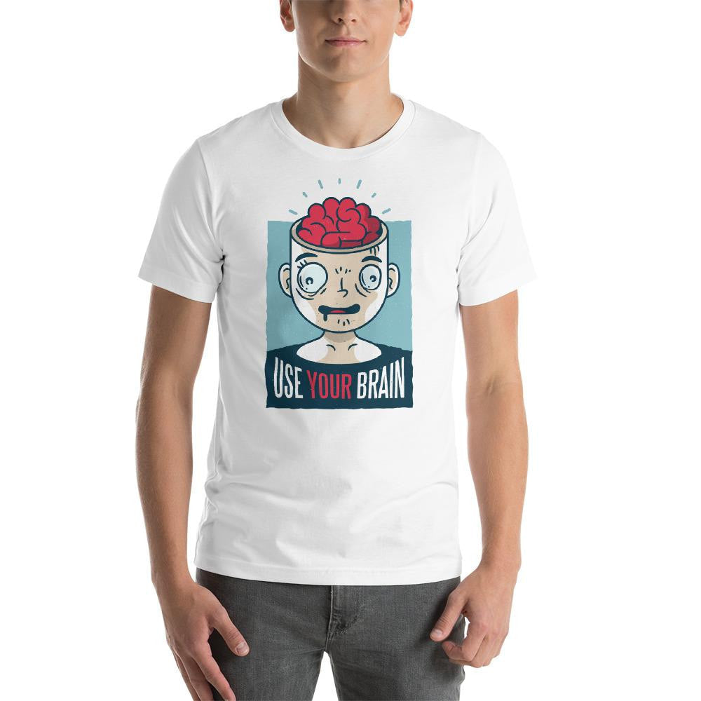 Use Your Brain Half Sleeve T-Shirt — White (2)