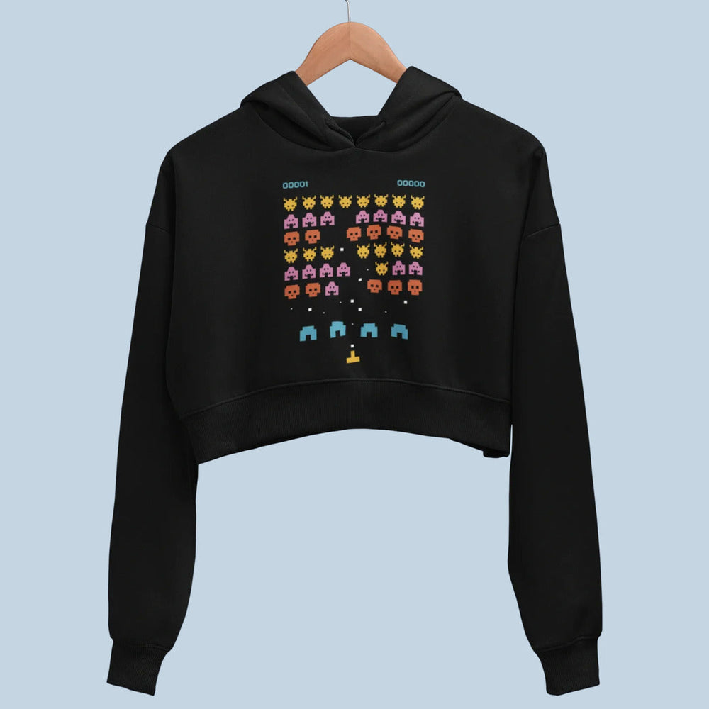 Pixel Art Videogame Crop Hoodie — back view